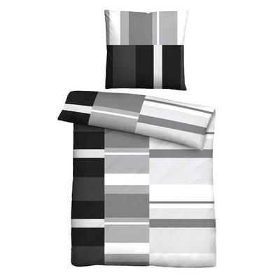 Castell Polycotton Renforce Bettwäsche Streifen schwarz, 1x 135x200 cm + 1x 80x80 cm Image