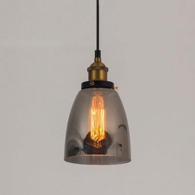 Industrial Vintage Pendelleuchte Glas Hängelampe E27 Messing Anhänger Deckenleuchten - b Rauchgrau Image