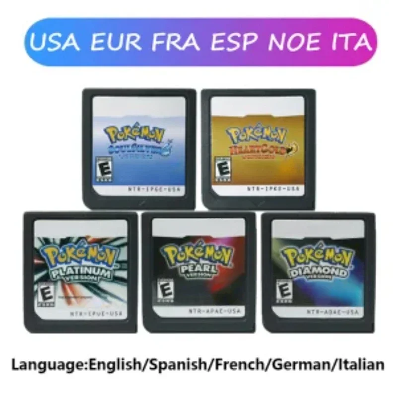 Cartouche de jeu Pokemon série DS, carte de Console de jeu vidéo HeartGold SoulSilver Diamond Platinum Pearl multilingue pour NDS 3DS