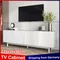 Anajqaqia Meuble TV blanc moderne 175x38x56 cm, avec 4 portes texturées et étagères réglables, meuble TV Lowboard TV, avec pieds en bois