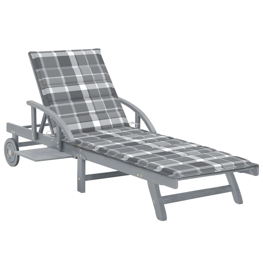 Chaise longue de jardin avec coussin Bois d