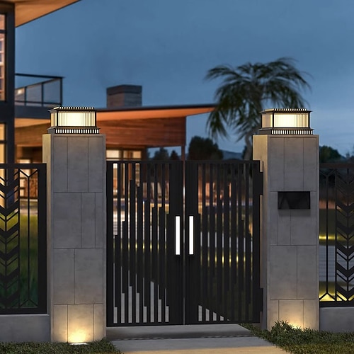 LED-Außenpfostenleuchte, wasserdichte Innenhof-Säulenlampen für Haus, Veranda, Terrasse, Außendeck, Garage, Hof, Außenpfostenlaternenlampen Image