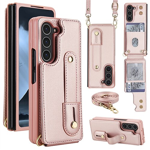 Handy Hülle Handyhüllen Für Samsung Galaxy Z Fold 7 Z Fold 6 Z Fold 5 Z Fold 4 Flip-Cover Kartenfach Stoßfest Retro PC PU-Leder Image