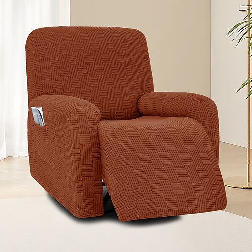 Bezug für 1-Sitzer-Relaxsessel mit 5x5-Gitterdesign – Stretch-Schonbezug mit niedriger Rückenlehne und Flügeldetail für Lounge oder Wohnzimmer Image
