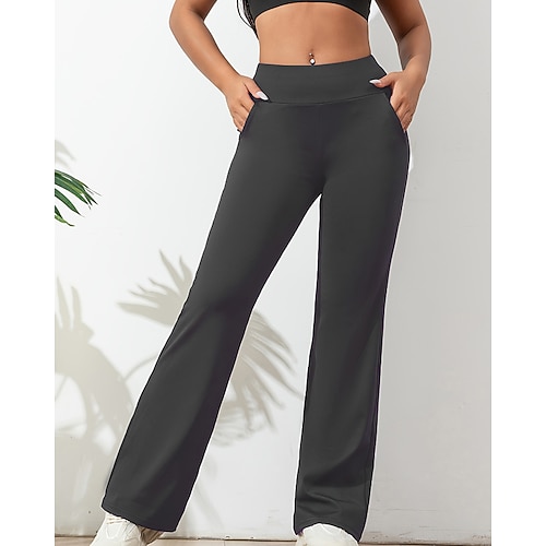 Damen Stoffhosen Gerade Streetwear Lässig Volle Länge Natürliche Taille Einfach Tasche Elastischer Bund Weich Straße Ferien Wochenende Weinrot Dunkelblau Grau Schwarz Herbst Normale Passform Image