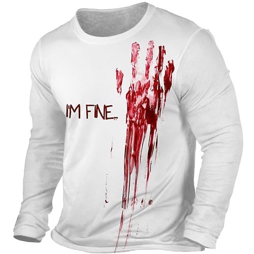 Männer Blutflecken Crew Neck Kleidung Apparels 3D Druck Party Street Langarm Grafik Casual Image