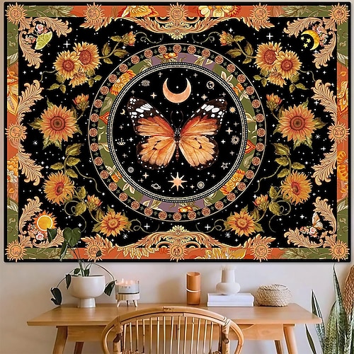 Tapisserie Banner Wandbehänge Schmetterling Böhmische Boho Schlafzimmer Wohnzimmer Wohnheim Dekorationen Wand Tür Hintergrund Image