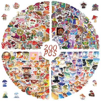 50/200PCS Cartoon Aquarell Pilz Graffiti Aufkleber Gepäck Gitarre Notebook Schreibwaren Dekoration Wasserdichte Aufkleber Image