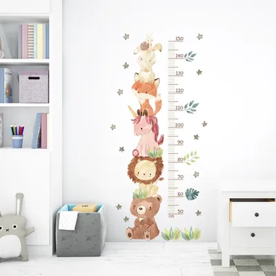 Aquarell Tier Bär Lion Bunny Höhe Ruller Wand Aufkleber Kinder Wachsen uo Diagramm Wand Abziehbilder für Kinderzimmer Baby Kindergarten zimmer PVC Image