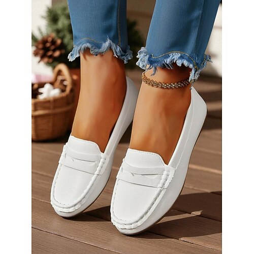 Damen Rote Penny Mokassins Loafers – Klassische Slip-On Flache Schuhe für den Alltag Feiertagsoutfits und Büro-Looks Image