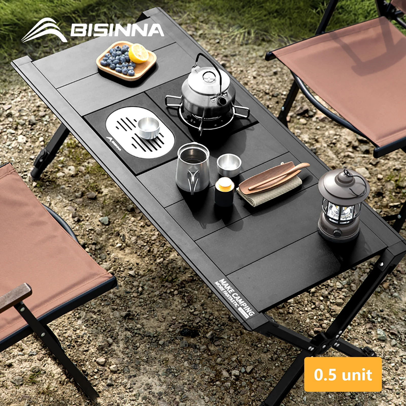 BISINNA Tragbarer IGT-Campingtisch, verstellbarer Klapptisch für den Außenbereich, Aluminiumlegierung, multifunktionale Picknickausrüstung