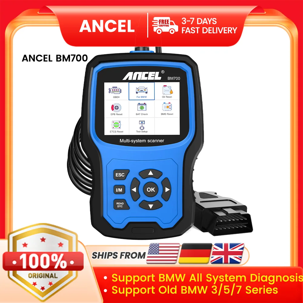 ANCEL BM700 OBD2 Automotive Scanner for BMW/MINI EPB SAS Airbag TPMS Oil Reset Injector Coding Car Diagnostic Tool Free Update
