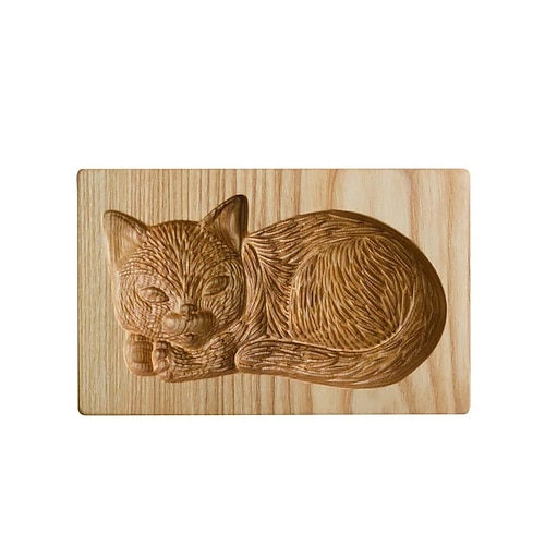 Keksausstecher aus Buchenholz mit Holzmuster, wiederverwendbare Backform aus Holz für traditionelle Kekse, Gebäck, knusprige Kekspresse, Stempel, Küchenbackwerkzeug Image