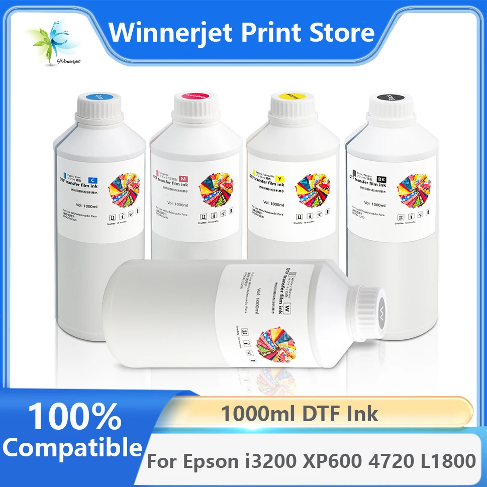 Winner jet 1000ml weiße dtf tinte für epson dx5 dx7 l1800 l805 i3200 xp600 dtf druck pet film dtf pulver transfer tinte Image