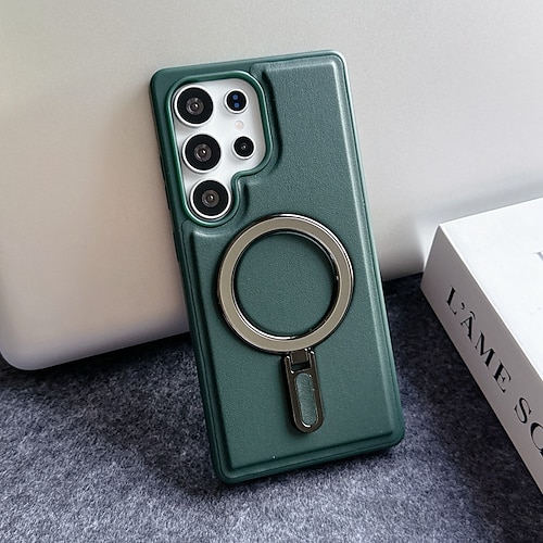 Handy Hülle Handyhüllen Für Samsung Galaxy S25 S25 Edge S24 S24 FE S23 Ultra Plus S22 Plus Ultra Rückseite Magnetisch Ständer Stoßfest Retro TPU PU-Leder Image