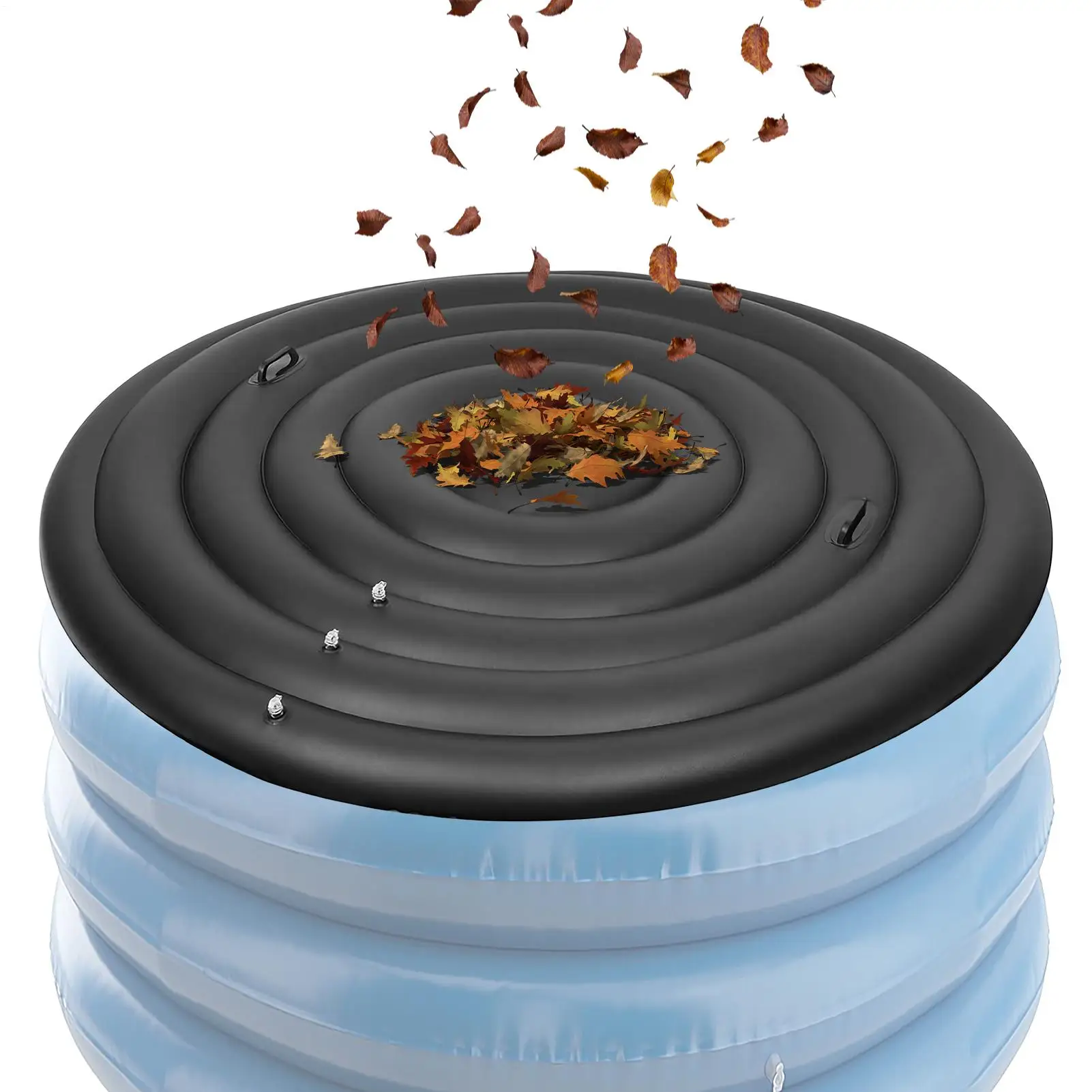 Aufblasbare Whirlpool-Abdeckung, runder Whirlpool-Deckel, tragbare, energiesparende Whirlpool-Thermoabdeckung zum Schutz von Wannen vor Wind, Regen, Debri Image