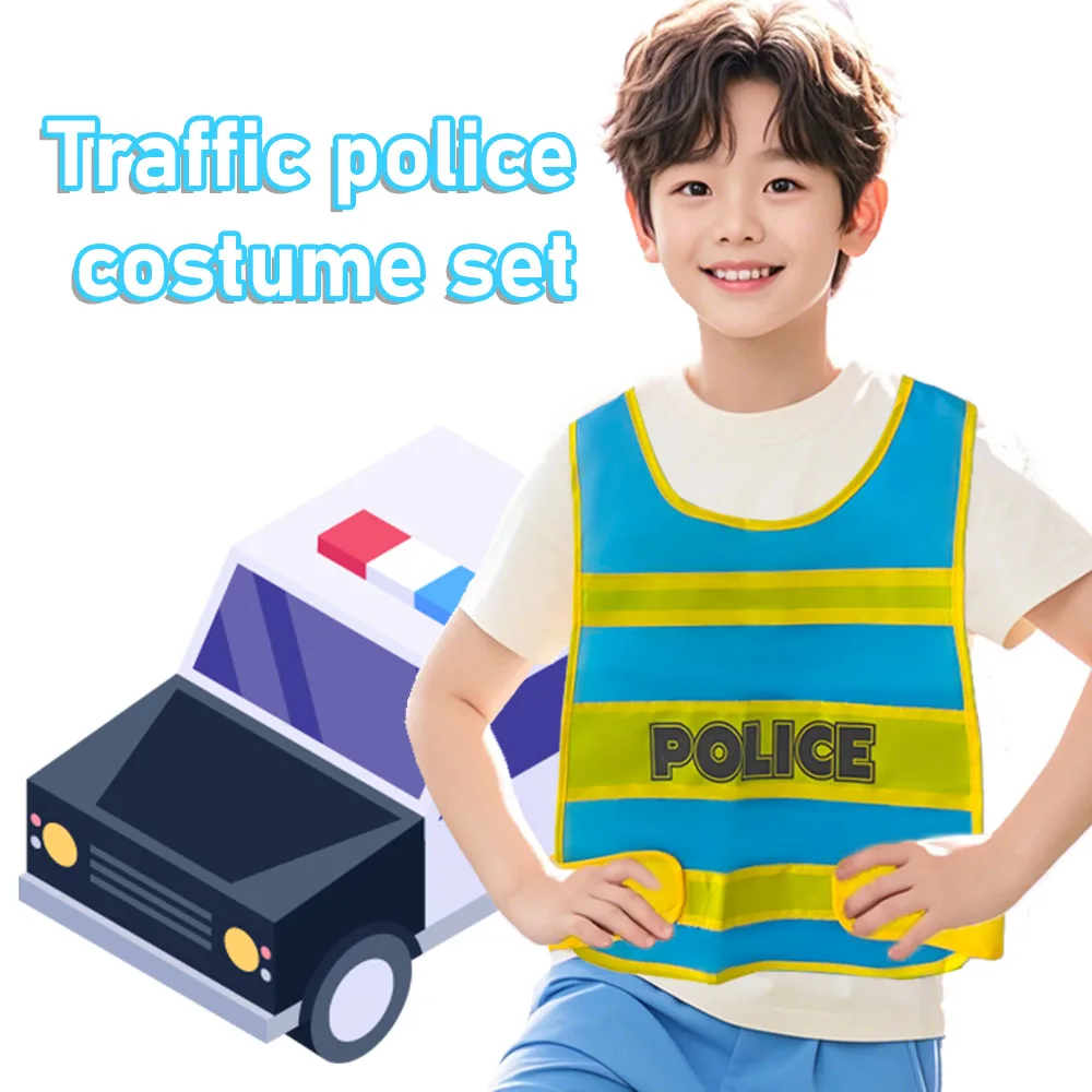Spielhausspielzeug für Kinder, Rollenspielkostüme, Verkehrspolizei-Kostüme für Feuerwehrmann, universell für Jungen und Mädchen, Geburtstagsgeschenke, Weihnachtsgeschenke, Weihnachtskostüme, Image