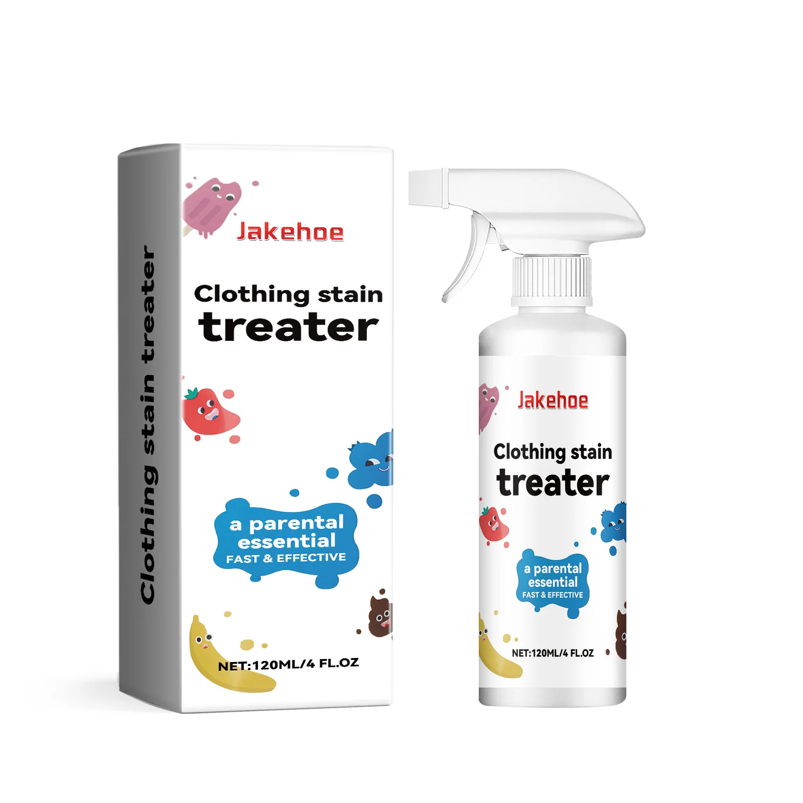 JAKEHOE Stain Treater Spray 120 ml Entferner Keine Trockenreinigung Lebensmittelfett Kaffee Wäsche Unterwäsche Stoff Neugeborene Baby Essentials Image
