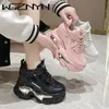 2025, luxuriöse Damen-Turnschuhe mit hoher Plattform, klobige Turnschuhe, Damenmode, Damen-Sportschuhe, rosa, weiß, Sport-Sneaker, Tennis, elegante Schuhe