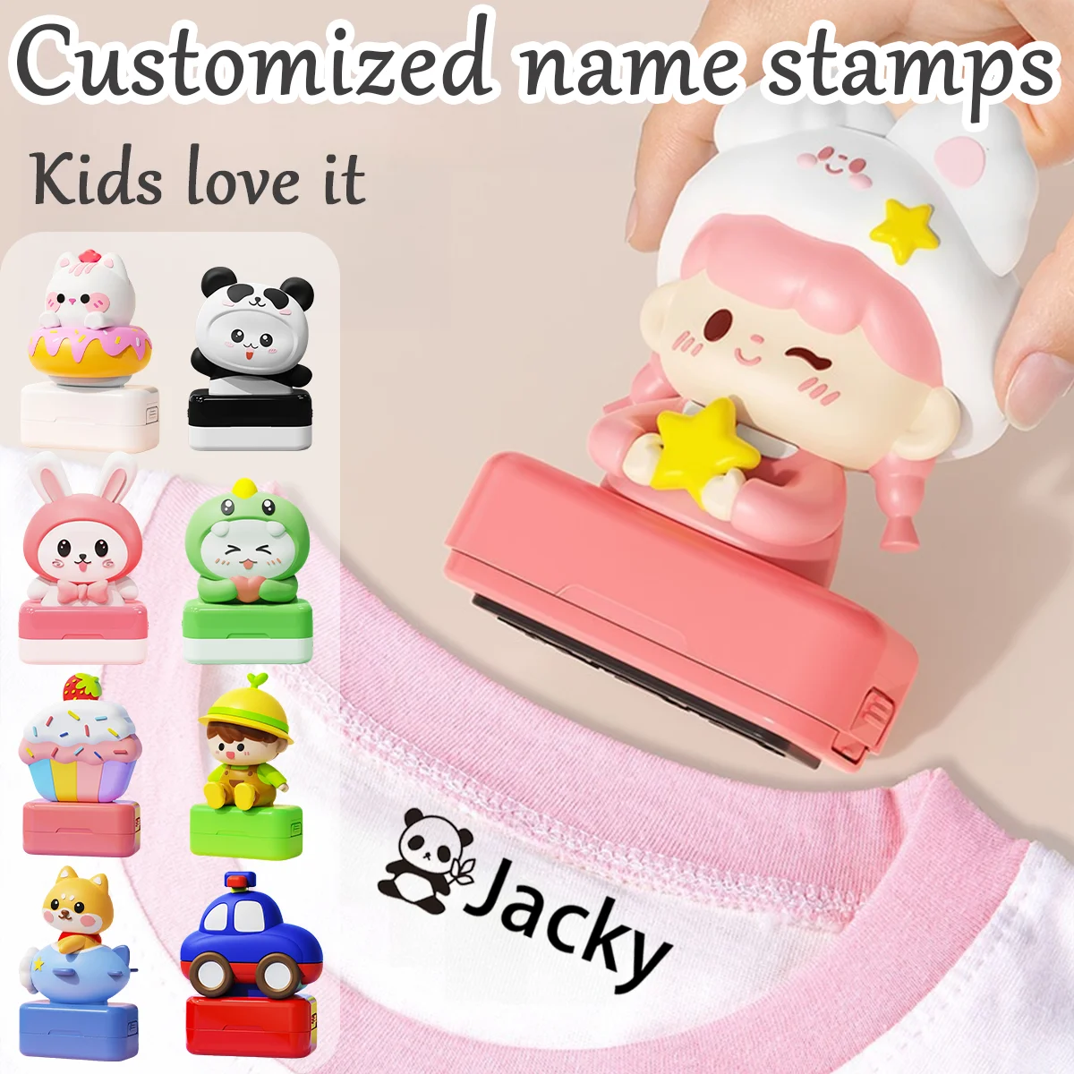 Customized children's name stamp,personalized waterproof stamp for clothing,Men's and women's personalized ink pad stamps