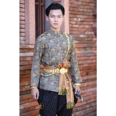 Thai Men's Clothes Retro Suit Travel Photo Restaurant Hotel Welcome Dress Thailand Costume Traditional Clothing Summer