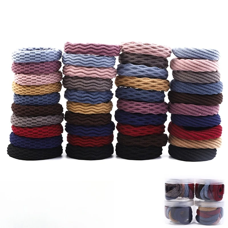 20PCS Frauen Mädchen Einfache Grundlegende Elastische Haar Bands Krawatten Scrunchie Pferdeschwanz Halter Gummibänder Mode Stirnband Haar Zubehör Image