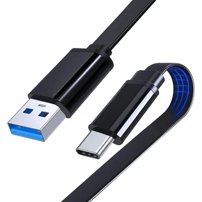 Flat Design USB C Android Auto Cable, USB-C to USB-A 5Gbps Data Sync Cord, 3FT Type C Fast Charger Cable Compatible with Samsung