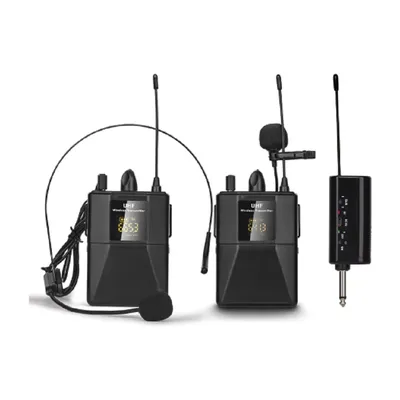 UHF Wireless Microphone Headset with Transmitter and Receiver Digital Display Bodypack Transmitter Headset Mic for Teaching