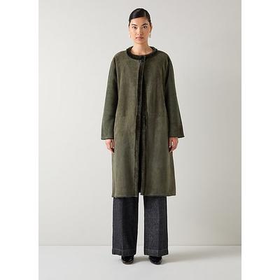 Gil Olive Green Leather Premium Sheepskin Coat, Olive