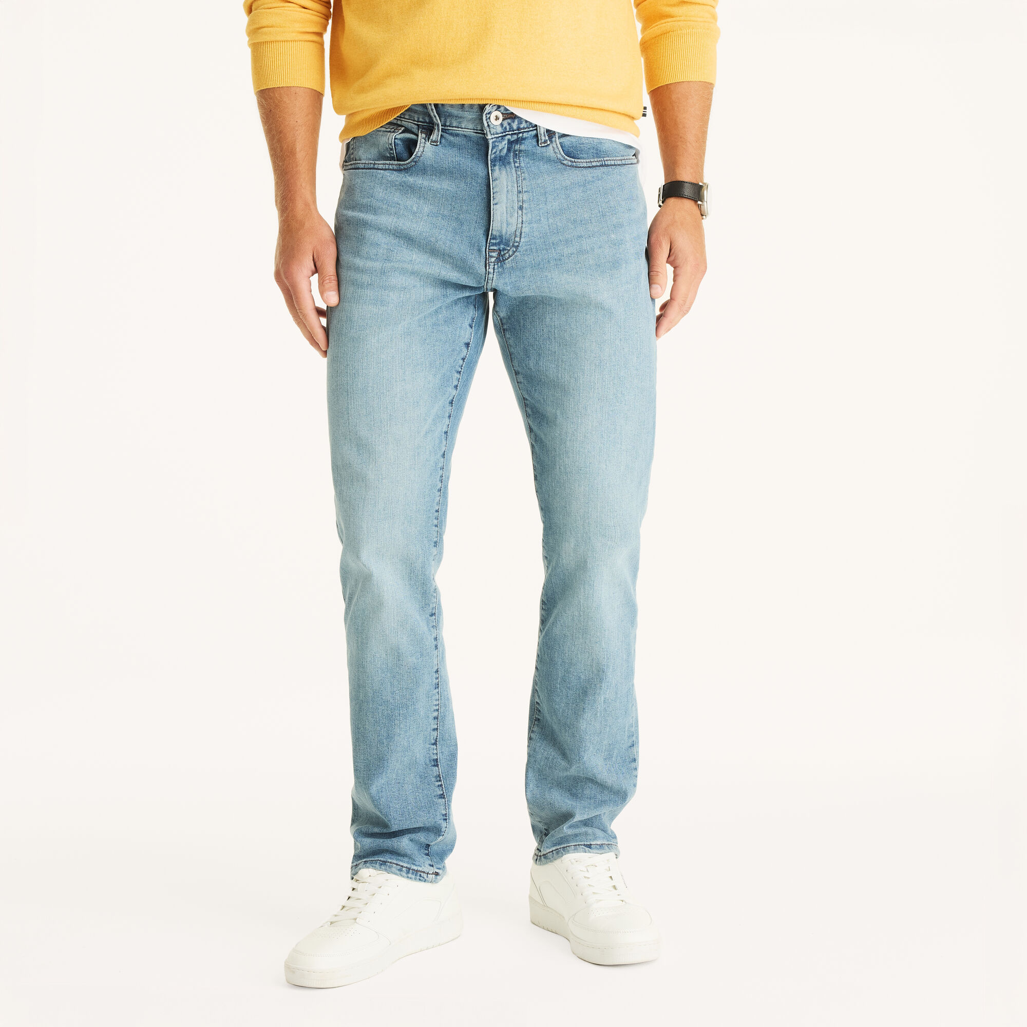 Nautica Men's Vintage Straight Stretch Denim 100 (Antique White Wash), 38x32