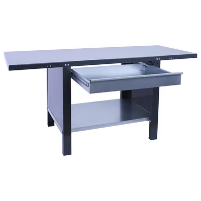 PROREGAL Werkbank BUFFALO METAL mit 1x Schublade | HxBxT 83x150x73cm | Traglast 700kg | Anthrazit | Werktisch Arbeitstisch Image