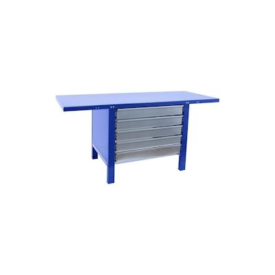 PROREGAL Werkbank BUFFALO METAL mit 5x Schublade | HxBxT 83x120x73cm | Traglast 700kg | Blau | Werktisch Arbeitstisch Image