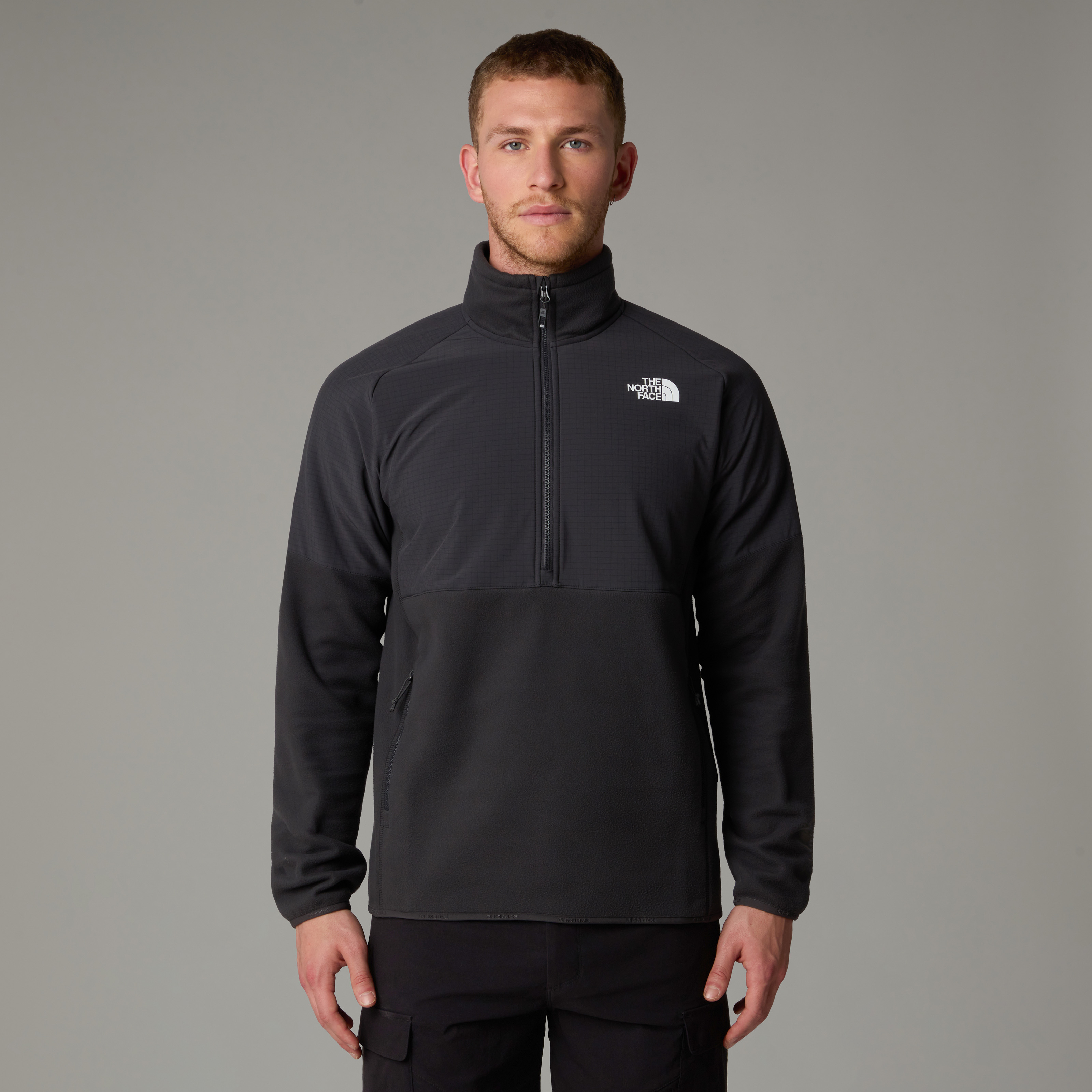 Fleecepullover THE NORTH FACE "M GLACIER HEAVYWEIGHT 1/2 ZIP", Herren, Gr. XXL, schwarz (asphalt grau, asphalt grau, tnf schwarz), Fleece, Obermaterial: 100% Polyester, hoch geschlossener Ausschnitt, Raglanärmel elastischer Bund, Sweatshirts...