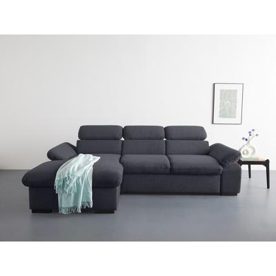 Ecksofa COTTA "Lola L-Form mit Kopfteilfunktion & Hocker", schwarz, B:250cm H:73cm T:165cm, 90% Polyester, 10% Polyamid, Sofas, wahlweise mit Bettfunktion, Bettkasten & Armteilverstellung Image