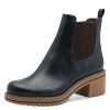 Chelseaboots MARCO TOZZI, Damen, Gr. 39, blau (navy), Lederimitat, Elastischer Einsatz, unifarben mit Farbeinsatz, klassisch, Schuhe, Blockabsatz, Stiefelette, Businessschuh in veganer Verarbeitung