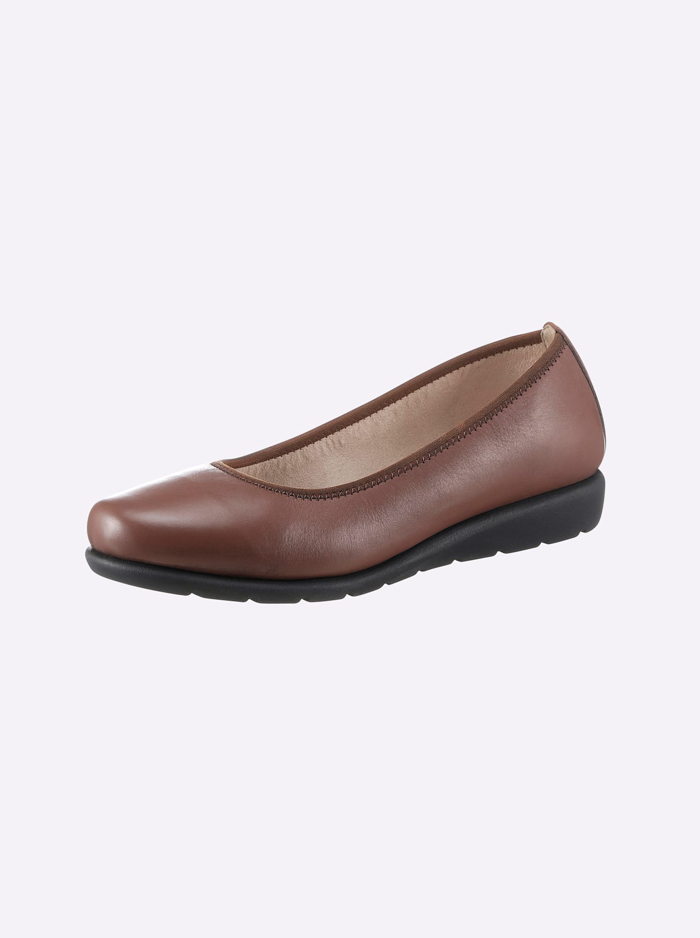 Ballerina CLASSIC BASICS, Damen, Gr. 41, braun (cognac), Glattleder, Basic, Schuhe Ballerina