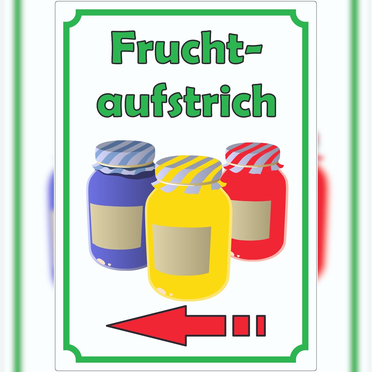 HB-Druck Fruchtaufstrich Marmelade Aufkleber Hochkant mit Pfeil links A8 (52x74mm) Image