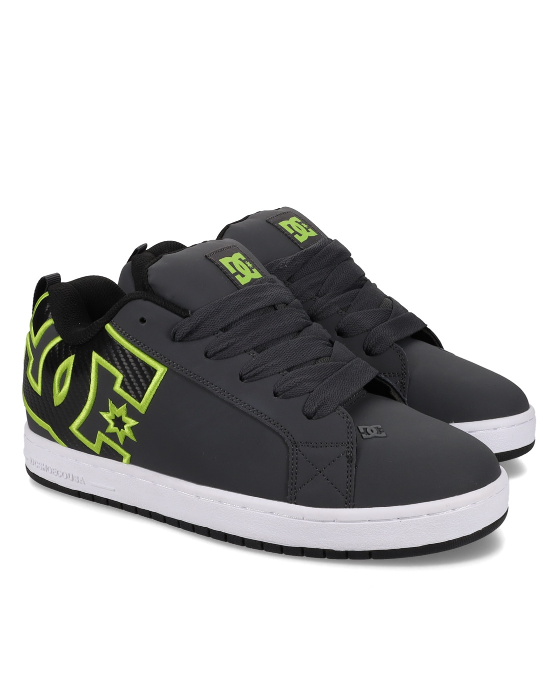 Sneaker DC SHOES "Court Graffik", Gr. 9,5(42,5), grün (grau, schwarz, grün), 57.05% Leder, 28.2% Synthetikmaterial, 13.87% Polyester, 0.88% Textil, Schuhe