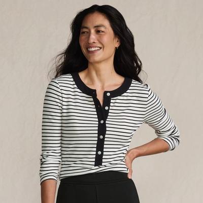 Long Sleeve Drapey Rib Henley Top, Women, size: 20, regular, Ivory, Rayon-blend/Poly-blend, by Lands' End