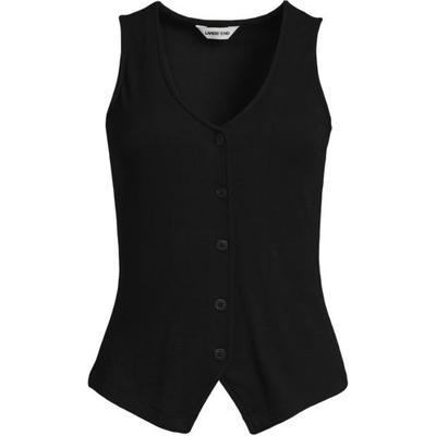 Drapey Rib Vest, Women, size: 8, regular, Black, Spandex/Viscose/Poly-blend, by Lands' End