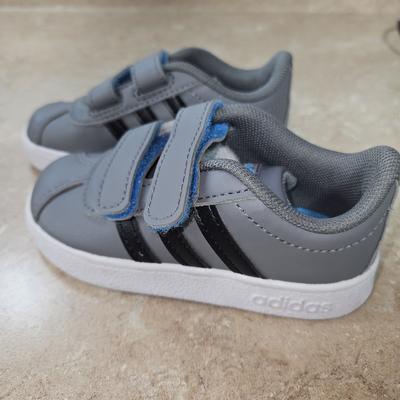 Adidas Shoes | Adidas Vl Court 3.0 I Toddler Shoes Sz 6k Grey Black Turquois Three-Cloud | Color: Black/Gray | Size: 6bb