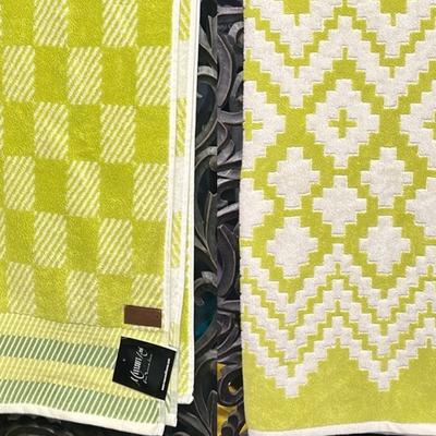 Anthropologie Bath | Anthropologie | Turkish Cotton Bath Towels By Maxxsoft Home, Set Of 2 Nwot | Color: Green/White | Size: 27” X 55” Approx