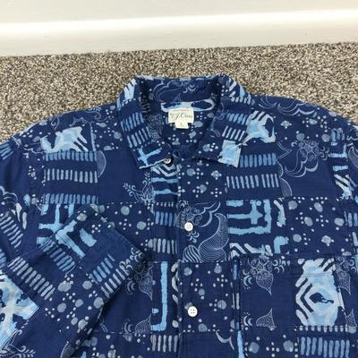 J. Crew Shirts | 2022 J Crew Shirt Indian Madras Patchwork Camp Loop Collar L/S Button Mens Large | Color: Blue | Size: L