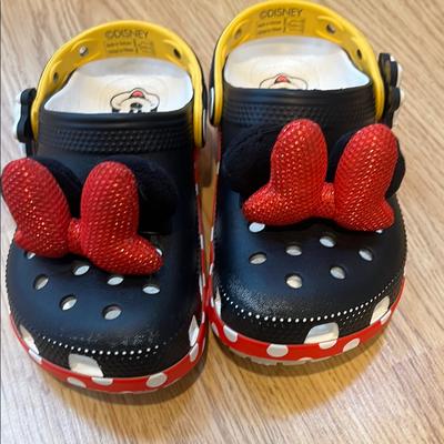 Disney Shoes | Disney Kids Black And Red Polka Dot Crocs. | Color: Black/Red | Size: 13g