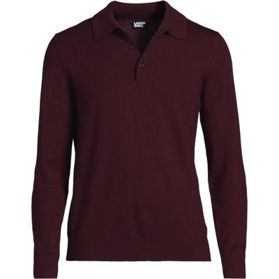 Merino Wool Polo Sweater Top, Men, size: 38-40, regular, Red, Wool, by Lands' End