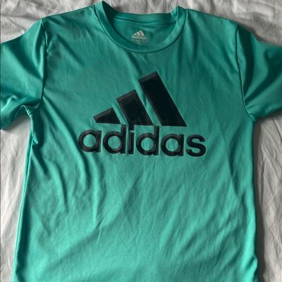 Adidas Shirts & Tops | Adidas Kids Aqua T-Shirt With Black Logo | Color: Black/Green | Size: M