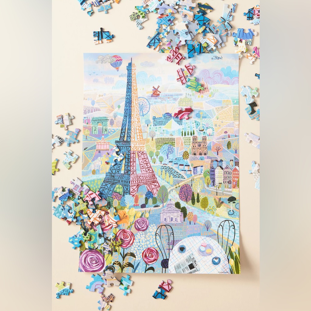 Anthropologie Games | Anthropologie Werkshoppe Art Puzzle Style No. 84207232 Paris Eiffel Tower | Color: Blue | Size: Os