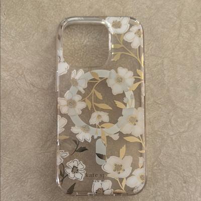 Kate Spade Cell Phones & Accessories | Kate Spade White And Gold Iphone Case With Floral Design For I 14 Pro | Color: Gold/White | Size: Os