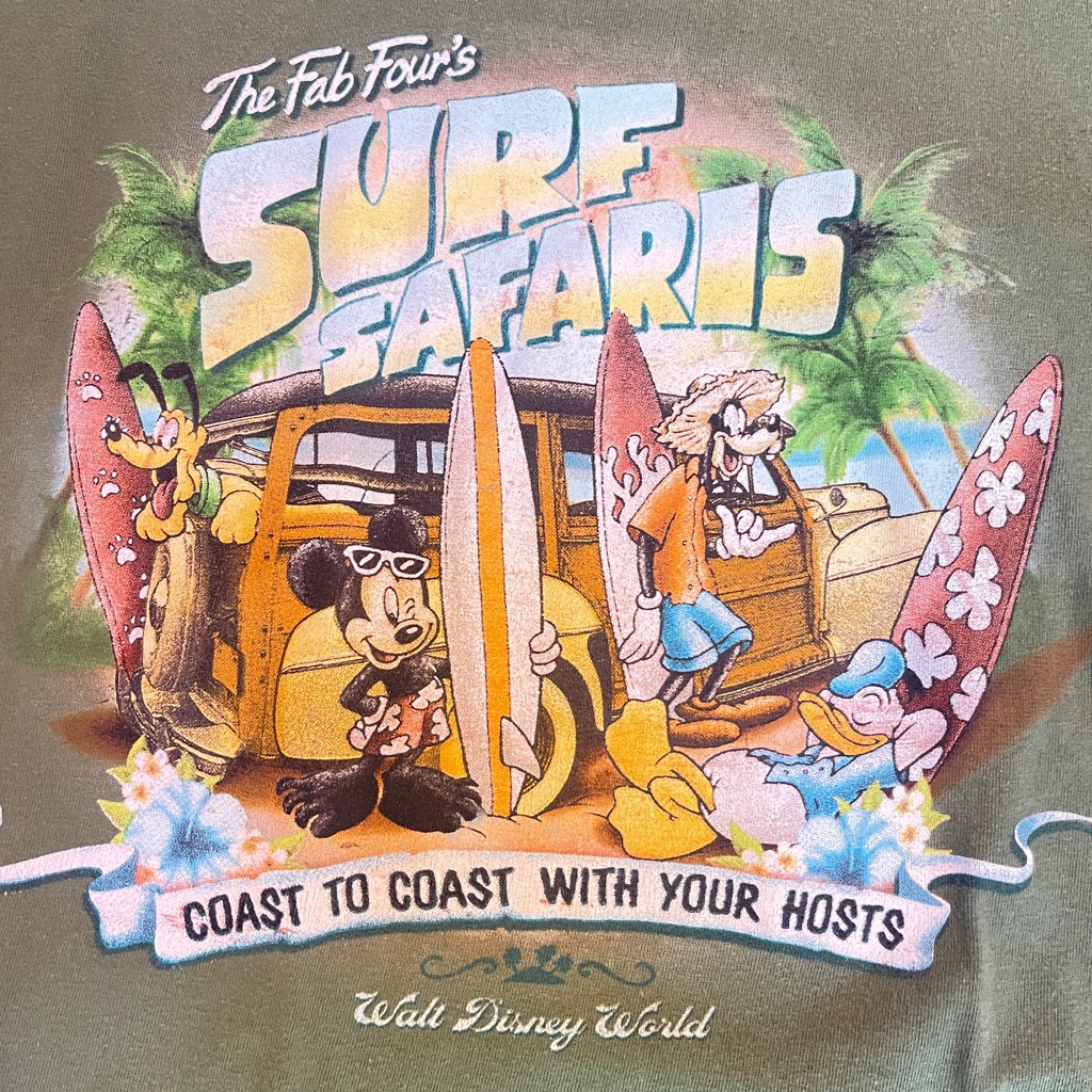Disney Shirts | Walt Disney World Mickey Mouse Goofy Pluto Donald Duck Surf Safari Shirt 2xl | Color: Green | Size: Xxl