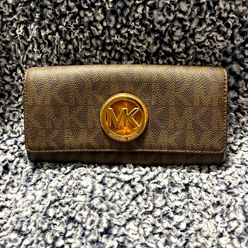 Michael Kors Bags | Brown Mk Logo Michael Kors Fulton Carryall Wallet | Color: Brown/Tan | Size: Os